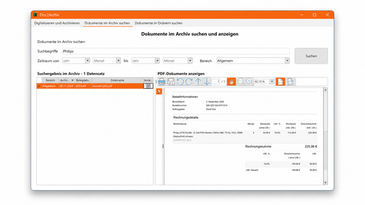 Archivsuche mit Doc2Archiv