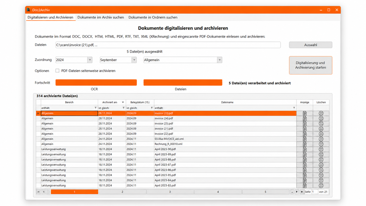 Digitalisierung und Archivierung mit Doc2Archiv
