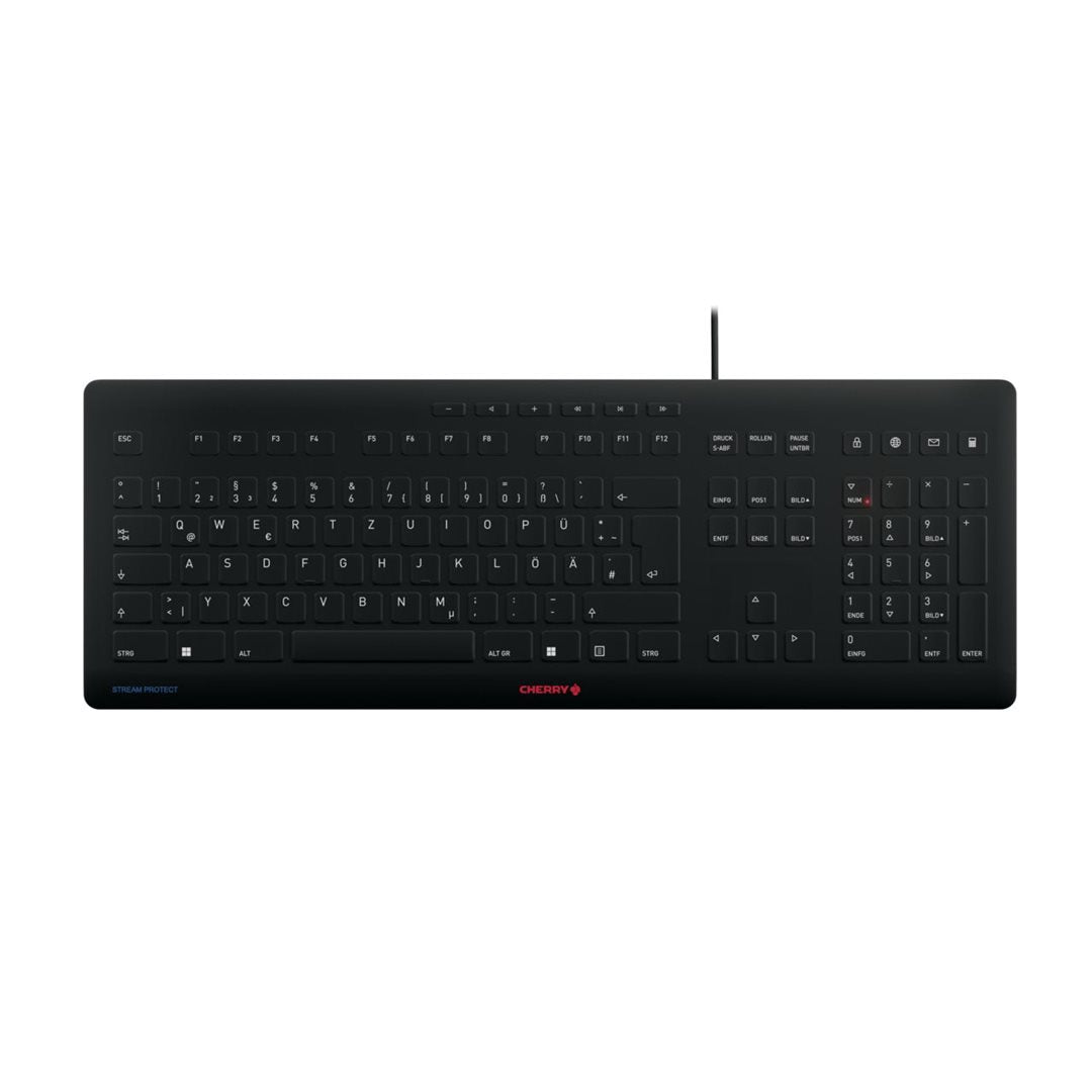 CHERRY Keyboard STREAM PROTECT DE black mit hochwertiger Schutzmembran