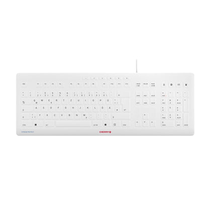 CHERRY Keyboard STREAM PROTECT DE white grey mit hochwertiger Schutzmembran