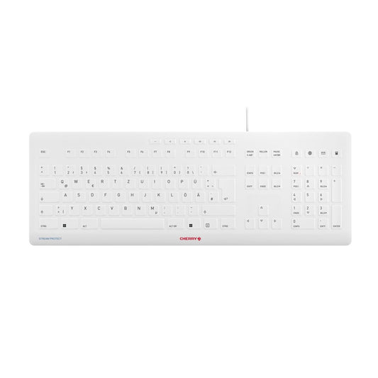 CHERRY Keyboard STREAM PROTECT DE white grey mit hochwertiger Schutzmembran