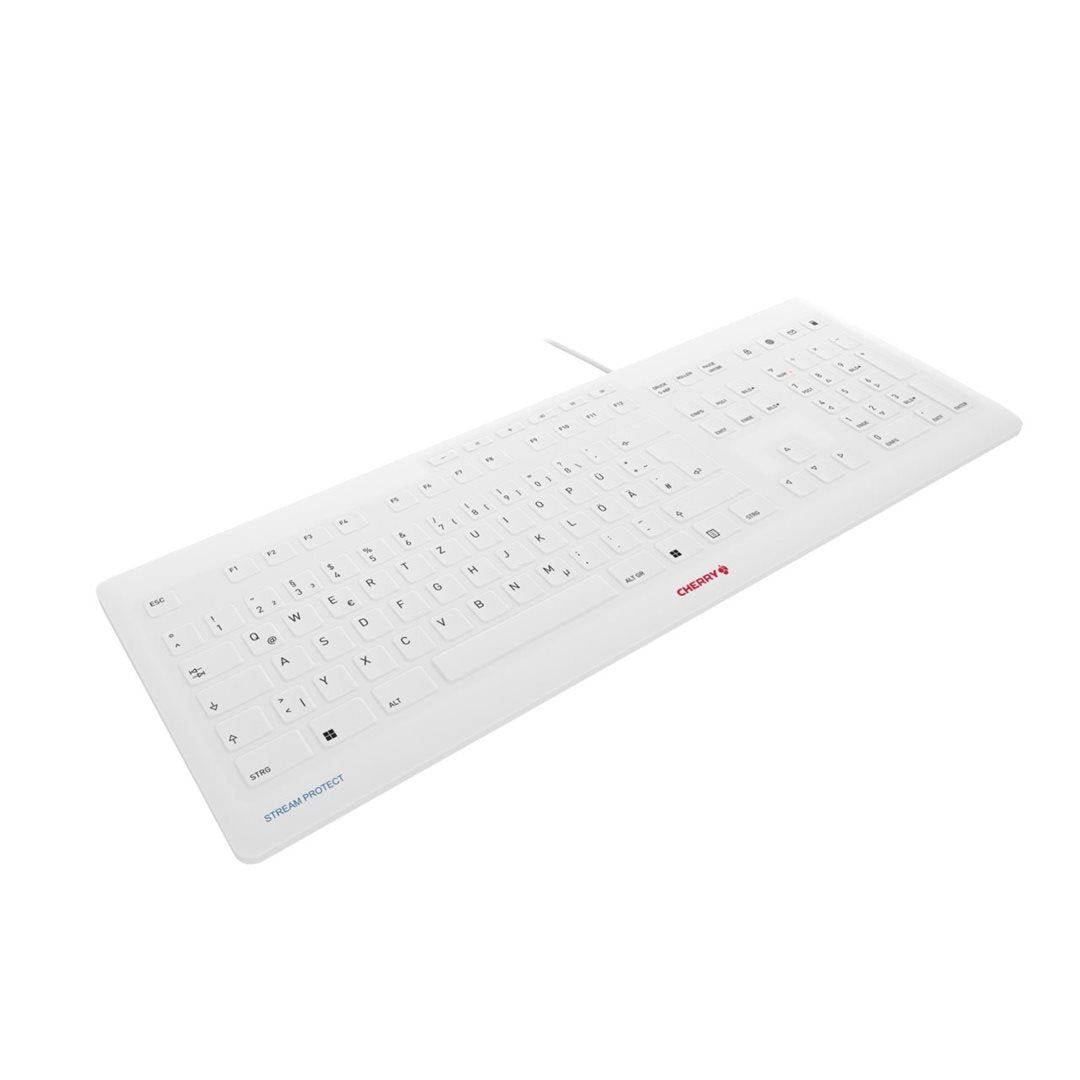 CHERRY Keyboard STREAM PROTECT DE white grey mit hochwertiger Schutzmembran