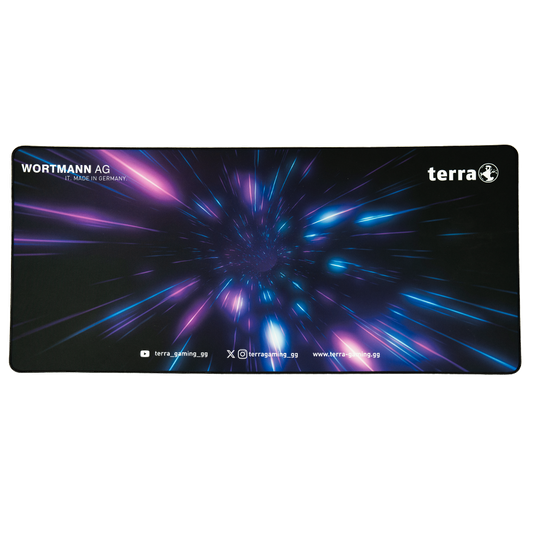 TERRA Mousepad XXL PURE Gaming black/purple schwarze Umkettelung, 900 x 400 x 3 mm
