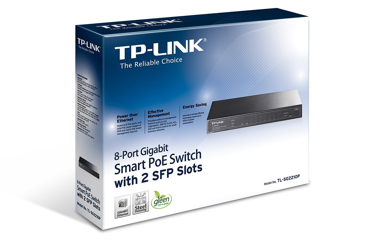 TP-LINK Switch SG2210P 8xGBit/2xSFP Managed PoE+ (53W)